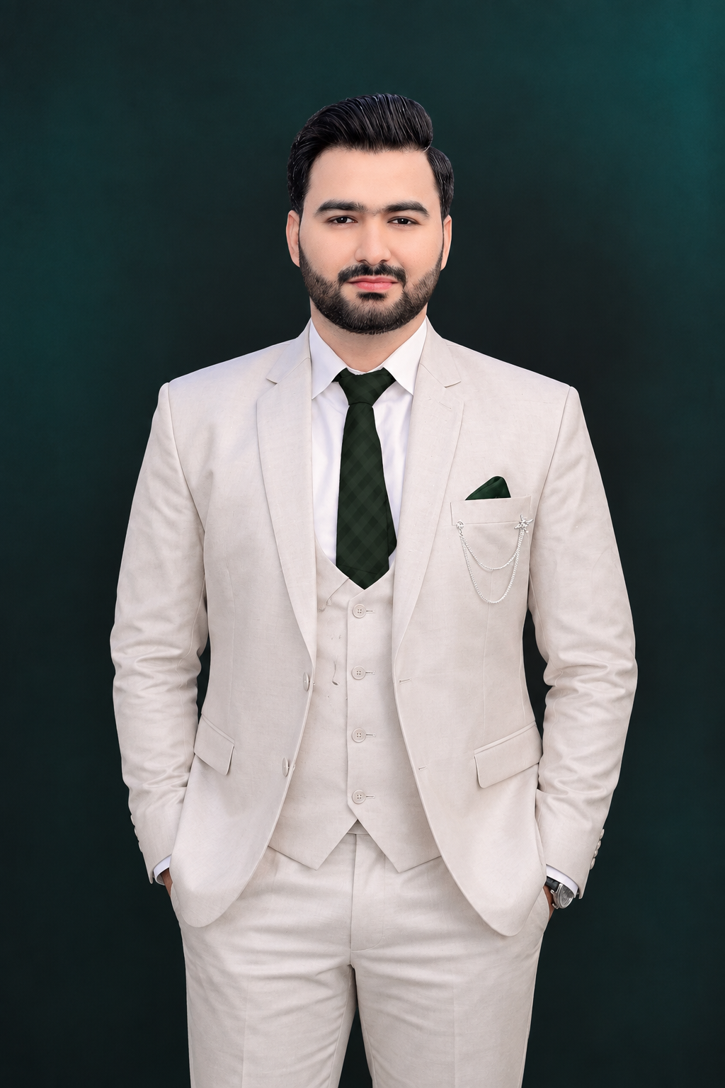Muhammad Arslan, founder of Adqreo, wearing a light suit